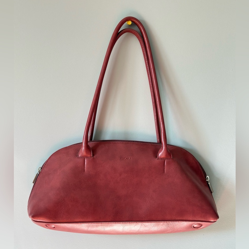 Rosewood Red Fiori Leather Shoulder Bag